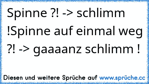 Spinne ?! -> schlimm !
Spinne auf einmal weg ?! -> gaaaanz schlimm !