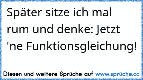 Später sitze ich mal rum und denke: Jetzt 'ne Funktionsgleichung!