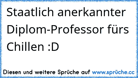 Staatlich anerkannter Diplom-Professor fürs Chillen :D