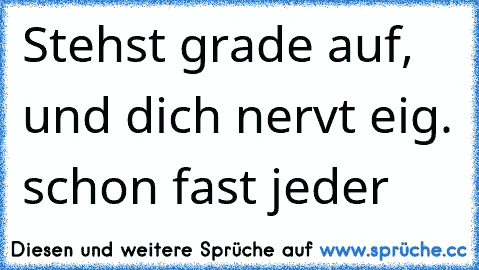 Stehst grade auf, und dich nervt eig. schon fast jeder