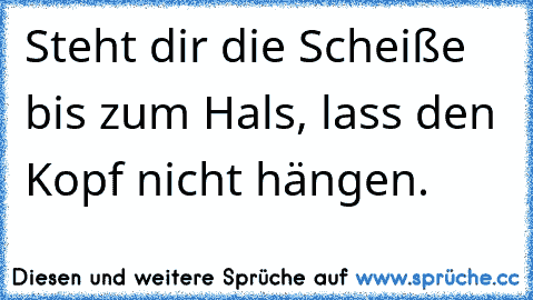 Steht dir die Scheiße bis zum Hals, lass den Kopf nicht hängen.