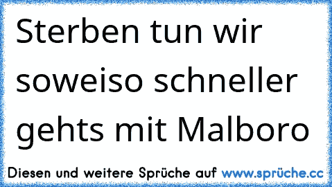 Sterben tun wir soweiso schneller gehts mit Malboro