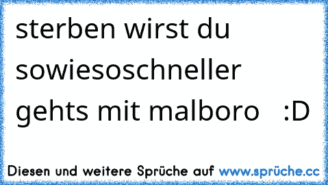 sterben wirst du sowieso
schneller gehts mit malboro   :D