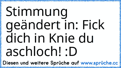 Stimmung geändert in: Fick dich in Knie du aschloch! :D