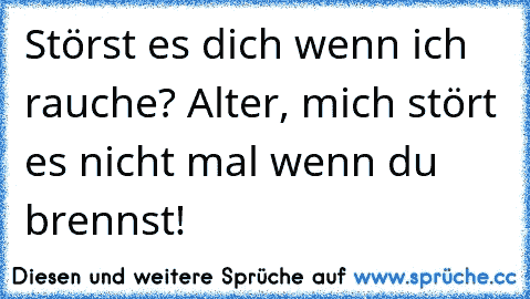 Störst es dich wenn ich rauche? Alter, mich stört es nicht mal wenn du brennst!