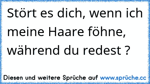 Stört es dich, wenn ich meine Haare föhne, während du redest ?