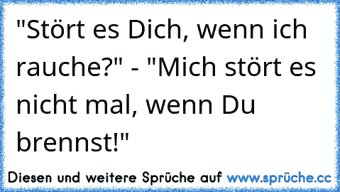 "Stört es Dich, wenn ich rauche?" - "Mich stört es nicht mal, wenn Du brennst!"