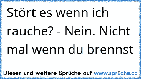 Stört es wenn ich rauche? - Nein. Nicht mal wenn du brennst