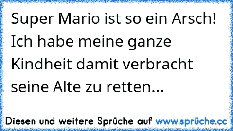 Super Mario ist so ein Arsch! Ich habe meine ganze Kindheit damit verbracht seine Alte zu retten...