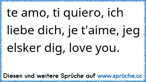 te amo, ti quiero, ich liebe dich, je t'aime, jeg elsker dig, love you.