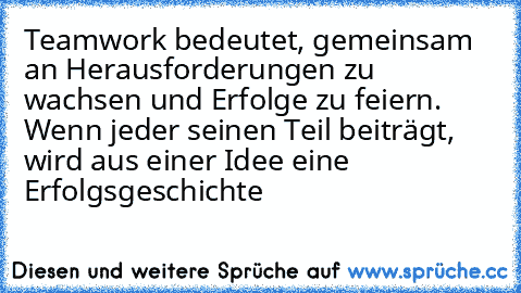 Teamwork bedeutet, gemeinsam an Herausforderungen zu wachsen und Erfolge zu feiern. Wenn jeder seinen Teil beiträgt, wird aus einer Idee eine Erfolgsgeschichte