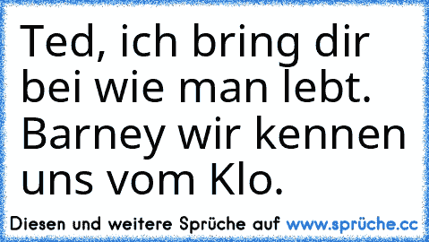 Ted, ich bring dir bei wie man lebt. Barney wir kennen uns vom Klo.