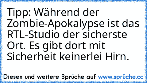 Tipp: Während der Zombie-Apokalypse ist das RTL-Studio der sicherste Ort. Es gibt dort mit Sicherheit keinerlei Hirn.