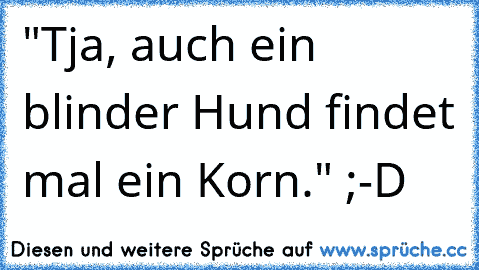 "Tja, auch ein blinder Hund findet mal ein Korn." ;-D