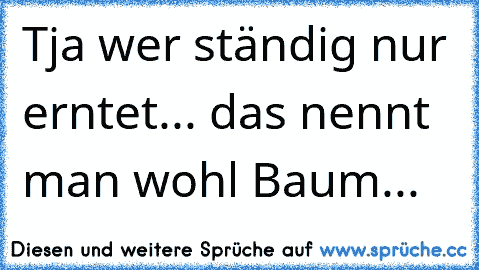 Tja wer ständig nur erntet... das nennt man wohl Baum...