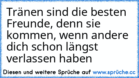 Tränen sind die besten Freunde, denn sie kommen, wenn andere dich schon längst verlassen haben…