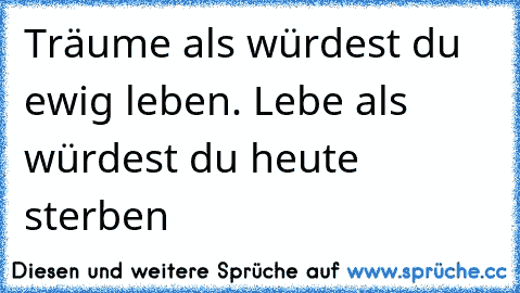 Träume als würdest du ewig leben. Lebe als würdest du heute sterben