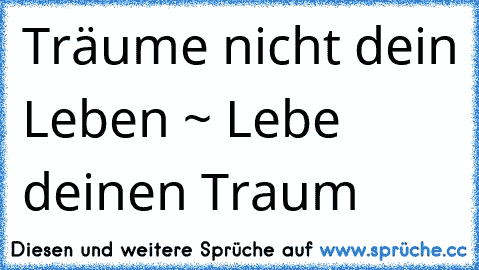 Träume nicht dein Leben ~ Lebe deinen Traum ♥