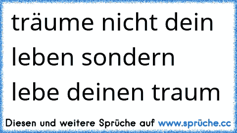 träume nicht dein leben sondern lebe deinen traum 