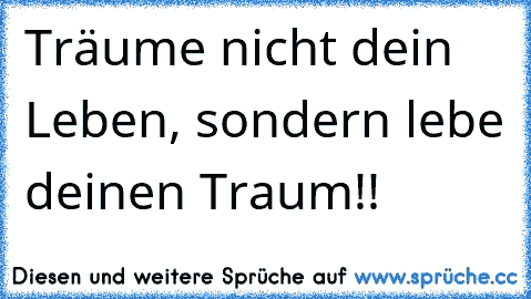 Träume nicht dein Leben, sondern lebe deinen Traum!!  ☺