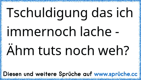 Tschuldigung das ich immernoch lache - Ähm tuts noch weh?