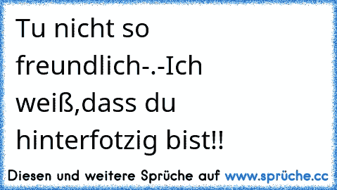 Tu nicht so freundlich-.-Ich weiß,dass du hinterfotzig bist!!