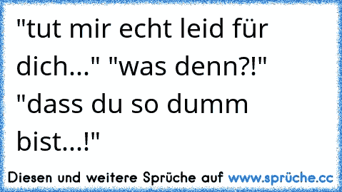 "tut mir echt leid für dich..." "was denn?!" "dass du so dumm bist...!"