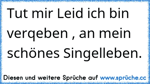 Tut mir Leid ich bin verqeben , an mein schönes Singelleben.♥♥♥♥