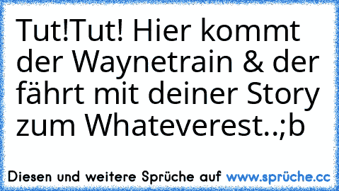 Tut!Tut! Hier kommt der Waynetrain & der fährt mit deiner Story zum Whateverest..;b