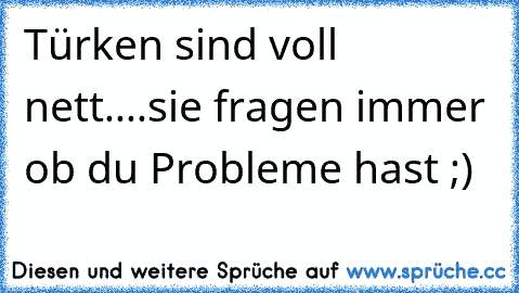 Türken sind voll nett....sie fragen immer ob du Probleme hast ;)