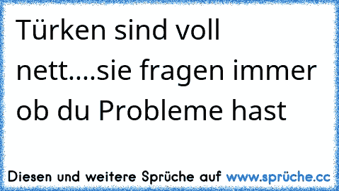 Türken sind voll nett....sie fragen immer ob du Probleme hast