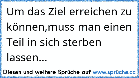 Um das Ziel erreichen zu können,
muss man einen Teil in sich sterben lassen...