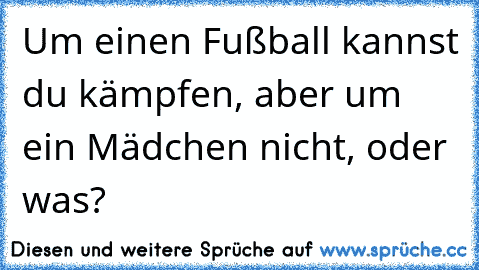 Um einen Fußball kannst du kämpfen, aber um ein Mädchen nicht, oder was? ♥