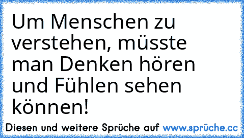 Um Menschen zu verstehen, müsste man Denken hören und Fühlen sehen können!