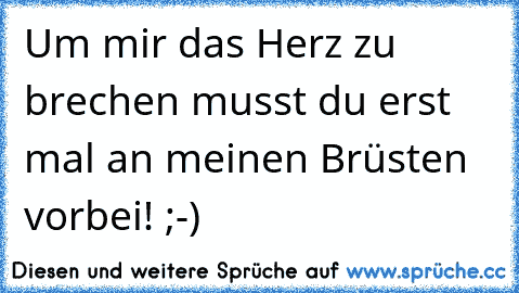 Um mir das Herz zu brechen musst du erst mal an meinen Brüsten vorbei! ;-)