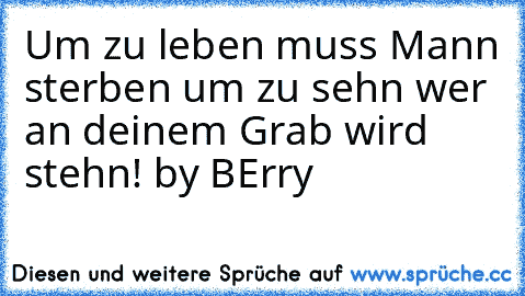 Um zu leben muss Mann sterben um zu sehn wer an deinem Grab wird stehn! by BErry