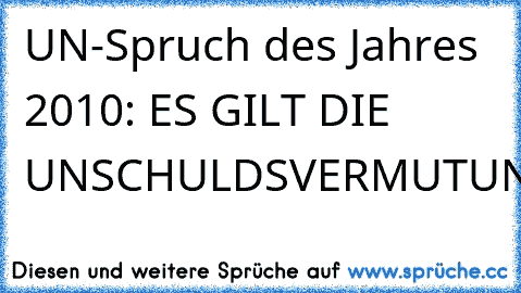 UN-Spruch des Jahres 2010: ES GILT DIE UNSCHULDSVERMUTUNG!