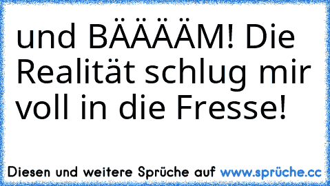 und BÄÄÄÄM! Die Realität schlug mir voll in die Fresse!