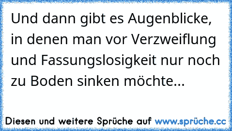 Und dann gibt es Augenblicke, in denen man vor Verzweiflung und Fassungslosigkeit nur noch zu Boden sinken möchte...