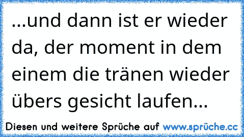 ...und dann ist er wieder da, der moment in dem einem die tränen wieder übers gesicht laufen...