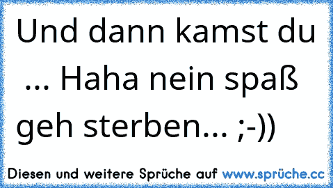 Und dann kamst du ♥ ... Haha nein spaß geh sterben... ;-))