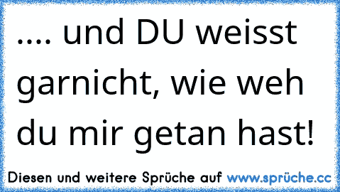 .... und DU weisst garnicht, wie weh du mir getan hast!