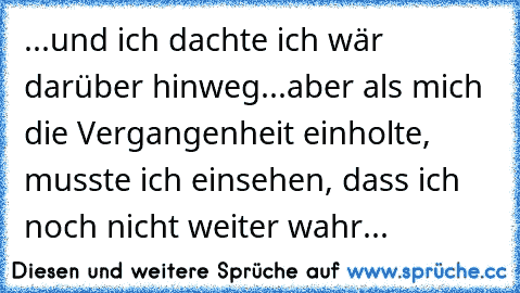 ...und ich dachte ich wär darüber hinweg...aber als mich die Vergangenheit einholte, musste ich einsehen, dass ich noch nicht weiter wahr...