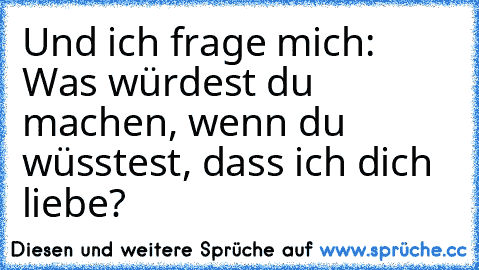 Und ich frage mich: Was würdest du machen, wenn du wüsstest, dass ich dich liebe? ♥