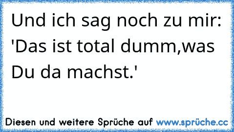 Und ich sag noch zu mir: 'Das ist total dumm,was Du da machst.'