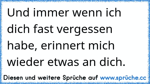 Und immer wenn ich dich fast vergessen habe, erinnert mich wieder etwas an dich.