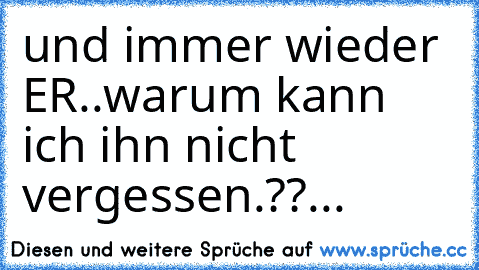 und immer wieder ER..warum kann  ich ihn nicht vergessen.??...