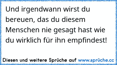 Und irgendwann wirst du bereuen, das du diesem Menschen nie gesagt hast wie du wirklich für ihn empfindest!