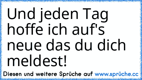 Und jeden Tag hoffe ich auf's neue das du dich meldest!  ♥