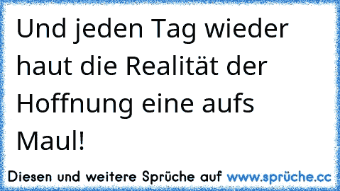 Und jeden Tag wieder haut die Realität der Hoffnung eine auf´s Maul!